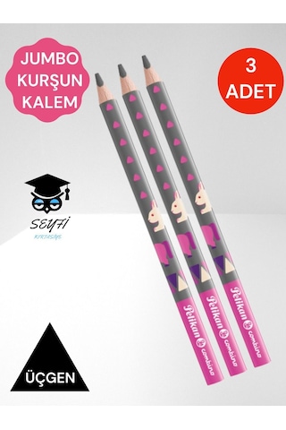 Pelikan Jumbo Üçgen Kurşun Kalem 3 Adet Combino Hayvan Desenli Başlangıç Kalemi B Derece Uzay