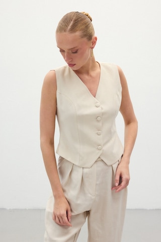 Sateen Keten Yelek - Taş-136282 Taş