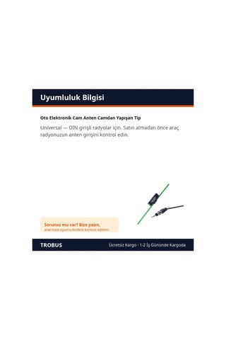 Trobus Oto Elektronik Cam Anten Camdan Yapışan Tip