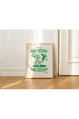 Retro Kahve Duvarı, Daha Fazla Espresso Kahvesi, Duvar Dekoru, Yeşil Sanat