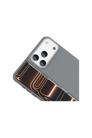 More Tr Apple Uyumlu iPhone 17 Pro Kılıf M-safe Şarj Özellikli Metal Kamera Çerçeveli Mtr Edi Silikon Kapak - Titanyum-g Gri