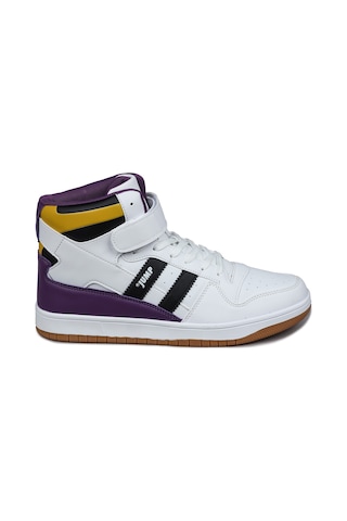 Jump 28504 Beyaz - Siyah - Mor Uzun Bilekli Erkek Sneaker Günlük Spor Ayakkabı Beyaz - Siyah - Mor