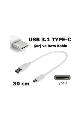 Usb 3.1 Type C Şarj Data Kablo Usb Type-C Şarj Data Kablo 30 Cm (533634340)