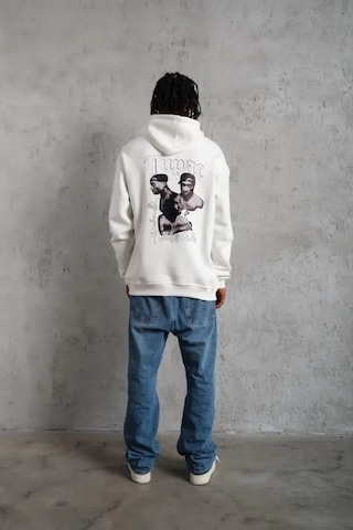 Etiler Collection Erkek Kol Ve Etek Ribana Baskılı Kapüşonlu Sweat - Beyaz