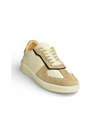 Fox Shoes Y555201403 Bej Hakiki Deri Kadın Spor Ayakkabı Sneakers Bej