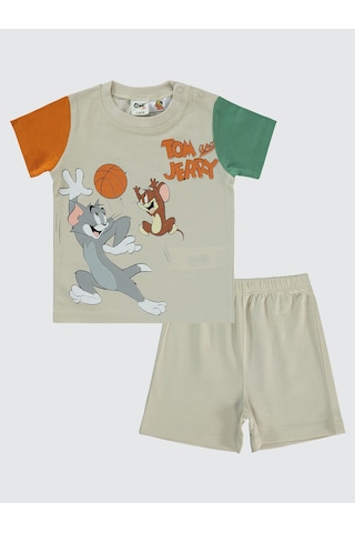 Tom And Jerry Erkek Bebek Şortlu Takım 6-18 Ay Taş Rengi Taş Rengi