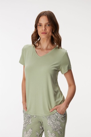 Anıl Man11401-1013 Anil Ev Giyim Man11401 11401 Kadın T-shirt Ve Pantolon Takım Yeşil