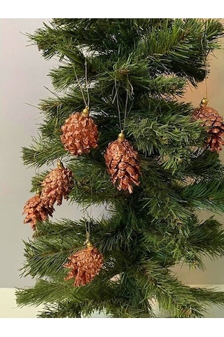 Yılbaşı Ağaç Süsü Kozalak Rose Rengi 5 Cm 6 Adet Kozalak