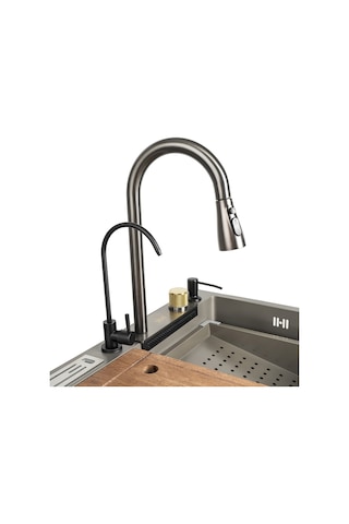 Stilmax Paslanmaz Çelik Akıllı Şelale Eviye Seti 75 x 45 CM 7 Fonksiyonlu