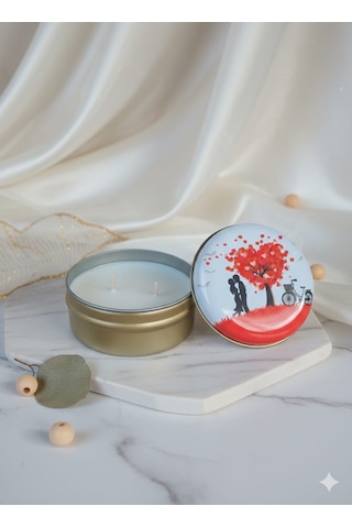 Forest Soul Sedir & Sandal Ağacı Kokulu El Yapımı Soya Mumu Happy Blaze Candle Kırmızı - Beyaz