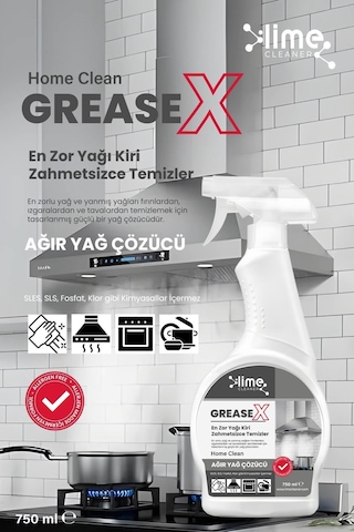 Greasex Süper Güçlü Yağ Çözücü Sprey Anında Etki Kolay Temizlik Hızlı ve Etkili Yağ Çözücü 5 x 750 ML