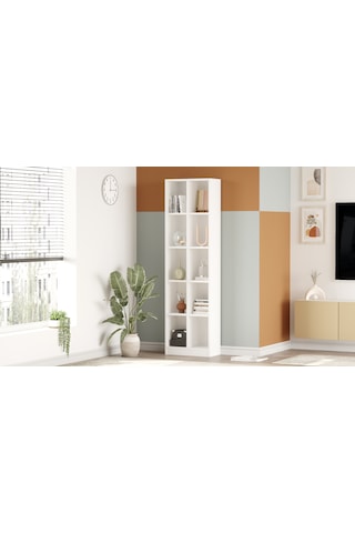Robin Home Vera Geniş Kitaplık 10 Raflı 180cm Beyaz