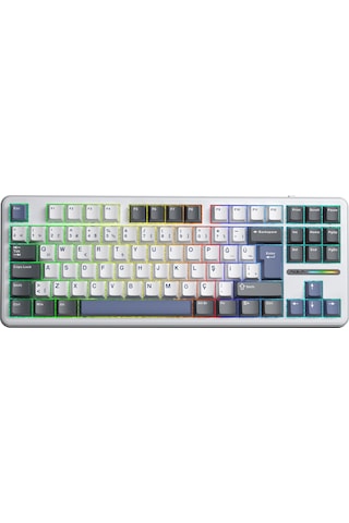 Aula F87 Pro Mekanik Rgb Tkl Graywood V4 Switch Kablosuz Makrolu Hot Swap Türkçe Q Klavye Mavi