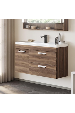 Orka Nova Iskoç Ceviz Banyo Dolabı Takımı 100 Cm Ceviz