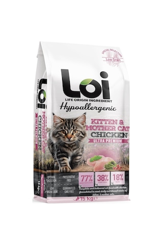 Loi Hipoalerjenik Tavuk Etli Yavru Kedi Maması 15 KG Loi Hipoalerjenik Tavuk Etli Yavru Kedi Maması 15 KG
