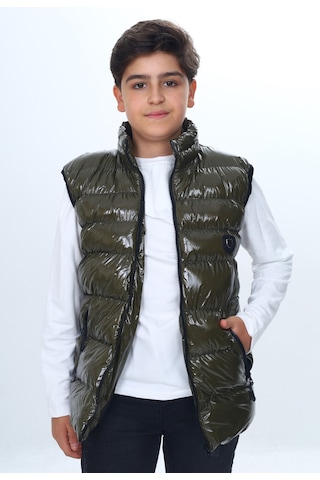 Toontoy Erkek Çocuk Parlak Görünümlü Göğsü Armalı Yelek Haki