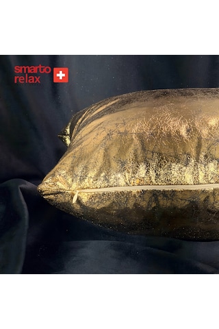 Smarto Relax Tekli Desenli Dekoratif Dolgulu Kırlent 45x45 Cm - Smr-kır-043 Siyah - Altın