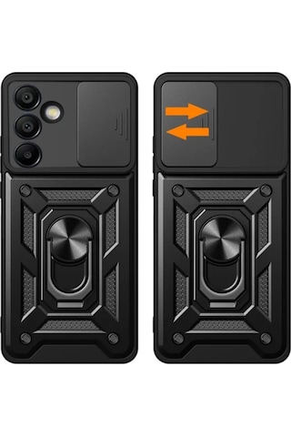 Samsung Galaxy A36 Uyumlu Tank Kılıf Yüzüklü Standlı Zırhlı Outdoor Kapak - Kırmızı