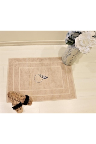 50X70 Paspas Açık Kahve Jakarlı Nakışlı Banyo Ayak Paspası Kahverengi