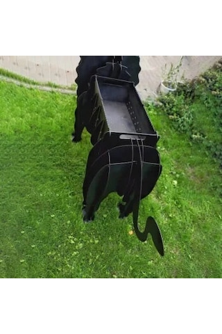 Aslan Şeklinde Mangal, Kömürlü Barbekü, Metal Aslan Mangal, Dekoratif Heykel