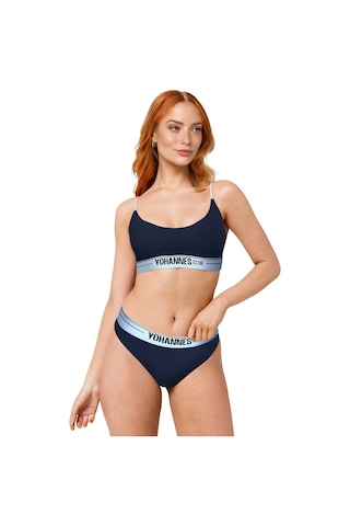 Yohannes Club, Kadın Pamuklu İç Çamaşırı Takımı, Renk Seçenekli, Bralet-kemerli Bikini Slip Lacivert
