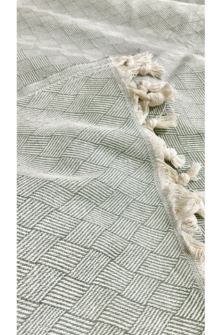 Dama Desen Dokuma %100 Pamuklu Çok Amaçlı Pike Koltuk Örtüsü 180x230 Fıstık Yeşili