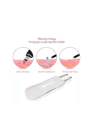 Ultrasonik Cilt Scrubber Derin Soyma Kürek Yüz Gözenek Temizleyici Yüz Cilt Scrubber Asansör Makinesi Yüz Temizleme Makinesi Cilt Scrubber Hztps3 Beyaz