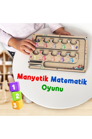 Tineke Manyetik Eğitici Renkli Sayma Ve Eşleştirme Labirenti Eğitim Oyuncağı Ahşap Montessori Oyunu Dinozor