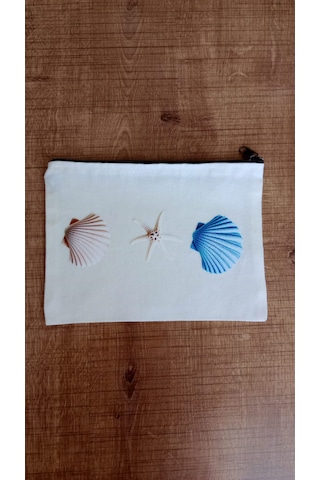 Wisheratelier Deniz Yıldızı Ve Yaz Temalı Bez El Çantası Bej - Beyaz - Mavi