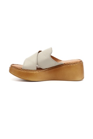 Gönderi R Krem Dolgu Taban Hakiki Deri Terlik Krem