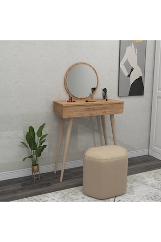 Arnetti Siena Makyaj Masası Aynalı Ahşap Ayaklı Atlantik Çam