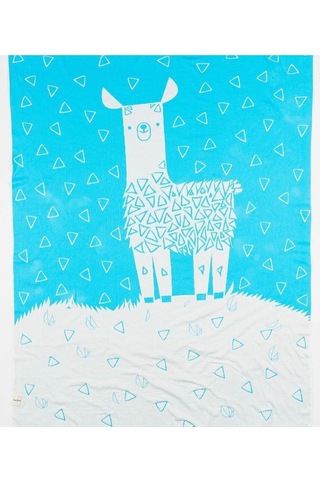 Organik Triko Çocuk Örtüsü, Lama 110x140 , Turkuaz