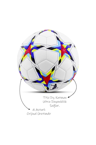 Telvesse Futbol Topu Şampiyonlar Ligi Pompalı Sert Zemin Halı Saha Futbol Topu No:5 Kırmızı 034 Kırmızı