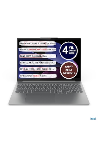 Lenovo Ideapad Pro 5 16IAH10 83JM004WTR U9-285H 32 GB 1 TB SSD 8 GB RTX5050 16" Dos OLED Dizüstü Bilgisayar