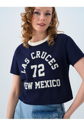 Regular Long Crop Kadın Tshirt K.kol Lacivert