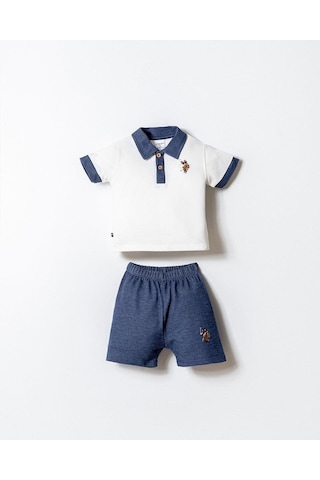 U.S. Polo Assn. Erkek Bebek 2 Li Şort T-şhirt Takım Beyaz-2258 beyaz