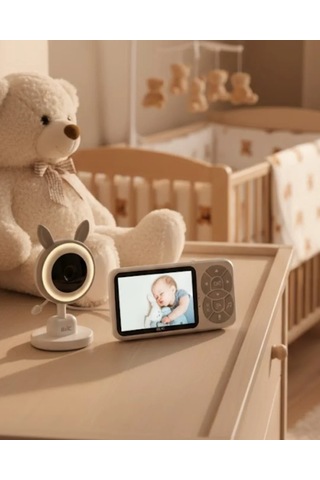 Gece Görüşlü Bebek Telsizi Besleme Hatırlatıcılı Lcd Ekran Yeni Nesil Beyaz