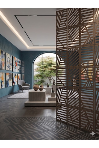 Lazer Kesim Paravan, Ahşap Separatör, Oda 4'lü Panel Levha Model20 40 X 40 Cm