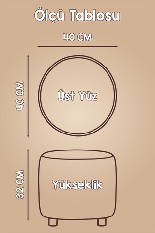 Yıkanabilir Puf Tabure Kılıfı Tak-Çıkar-Değiştir-Yenile Orta Sehpa Kılıfı By Forest Gri