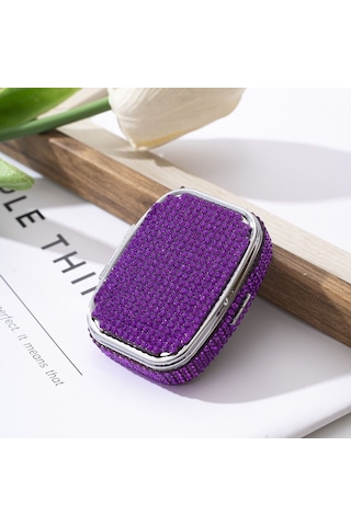 Hd Aynalı Katlanabilir Yapay Elmas İşlemeli Mücevher Kutusu Sevimli Su Geçirmez Mini Hap Kutusu Kawaii Parlak Mühürlü Düzenleyici Seyahat Beyaz,