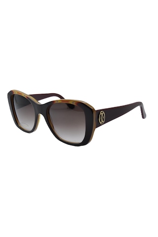 Cartier F Butterfly Gold Cat Eye Kahvarengi Kırmızı Altın Kedi Gözü Kadın Güneş Gözlüğü T8200937 Kahverengi