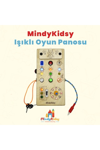 Çocuklar İçin Eğitici Ahşap Montessori Işıklı Oyun Panosu - Zeka Geliştirici Oyuncak
