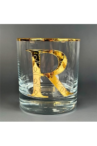 Perlotus R Harfli Gold Altın Yaldızlı Viski Kadeh Bardak Jumbo Serisi Şeffaf
