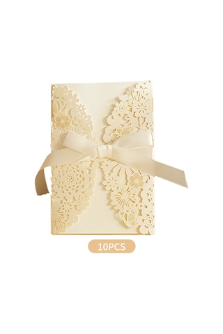 Mufunye 10 Adet İçi Boş Düğün Davetiye Kartları Zarflı Fiyonk Düğün Gelin Duşu Nişan Tebrik Kartı Y