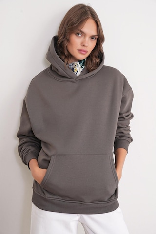 Mixray 2022 Unisex 3iplik Basic Polarlı Kapüşonlu Sweatshirt Hoodie Antrasit