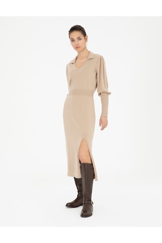 Pierre Cardin Kadın Krem Regular Fit Triko Elbise 50280227-vr071 Beyaz
