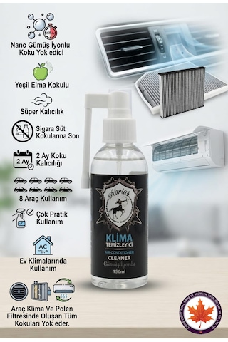 Tetikli Klima Temizleyici Elma Kokulu 150ml 8 Araçlık Oto Ve Evsel Klima Uyumlu 1