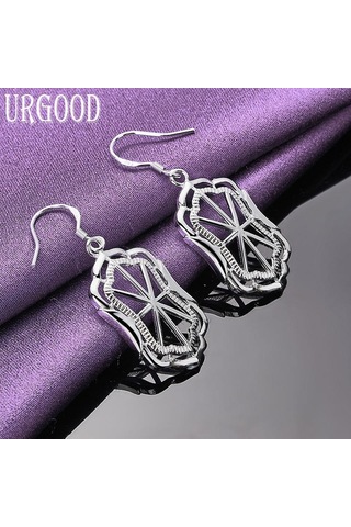 925 Ayar Gümüş Geometrik Damla Küpe Moda Takı