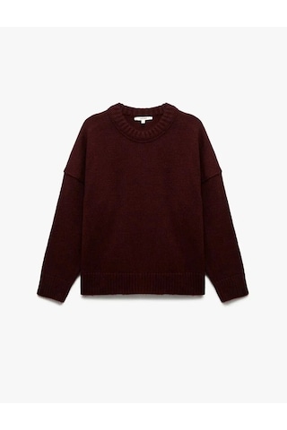 Koton Bisiklet Yaka Triko Kadın Oversize Kazak 6wak90177ht Bordo