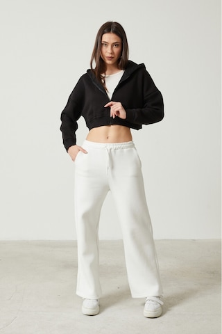 Twenty3 Kadın Basic Fermuarlı Kapüşonlu Crop Kalın İçi Polarlı Örme Sweatshirt 001